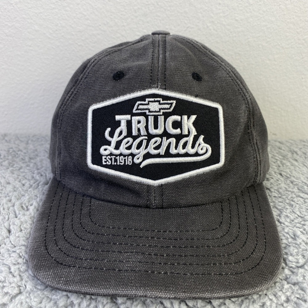 Chevrolet Truck Legends Hat Men Gray OS Adjustable Strap-back USA Logo Patch